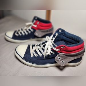 Converse All Star Blue Red Sneakers Fold Down Sneakers M s10, W s12 Rare